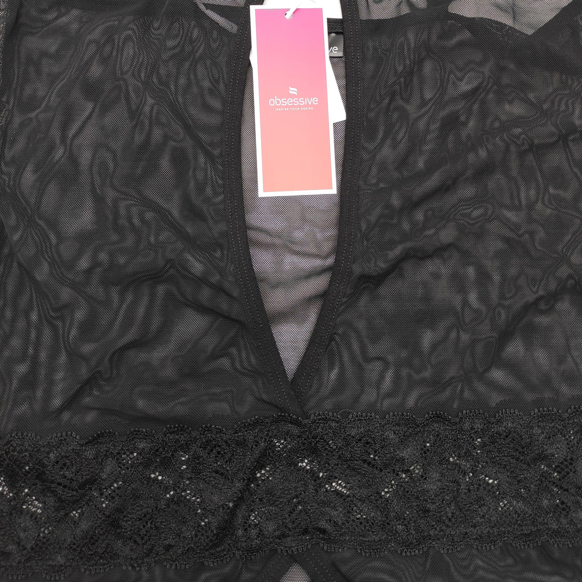 Sexy completino guepiere reggicalze + perizoma Obsessive 812-cor-1 nero