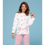 Pigiama donna aperto maglia con bottoni caldo cotone rosa Cippi 2173