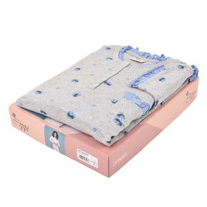 Pigiama donna Cippi 2224 invernale caldo cotone iris grigio