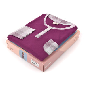 Pigiama donna invernale Cippi 2226 caldo cotone prugna