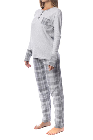 Pigiama donna invernale Cippi 2226 caldo cotone grigio chiaro melange