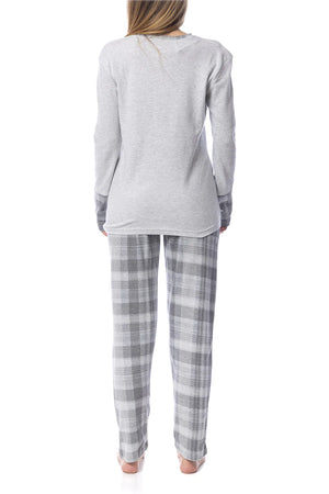 Pigiama donna invernale Cippi 2226 caldo cotone grigio chiaro melange