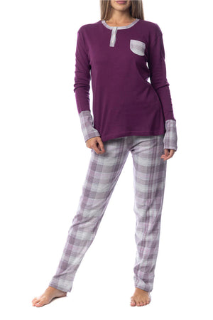 Pigiama donna invernale Cippi 2226 caldo cotone prugna