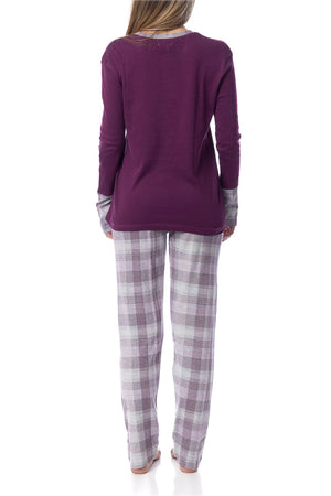 Pigiama donna invernale Cippi 2226 caldo cotone prugna