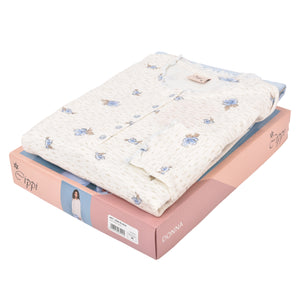 Pigiama donna Cippi 2268 caldo cotone fiori classico celeste