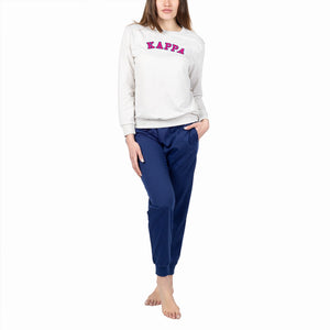 Pigiama donna stile tuta Kappa KWS 22970 cotone grigio melange blu