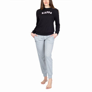 Pigiama donna stile tuta Kappa KWS 22970 cotone nero grigio