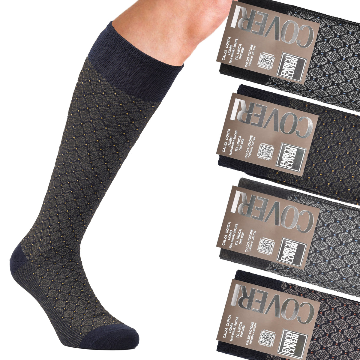 Calze uomo lunghe caldo cotone Enrico Coveri fashionline 236A