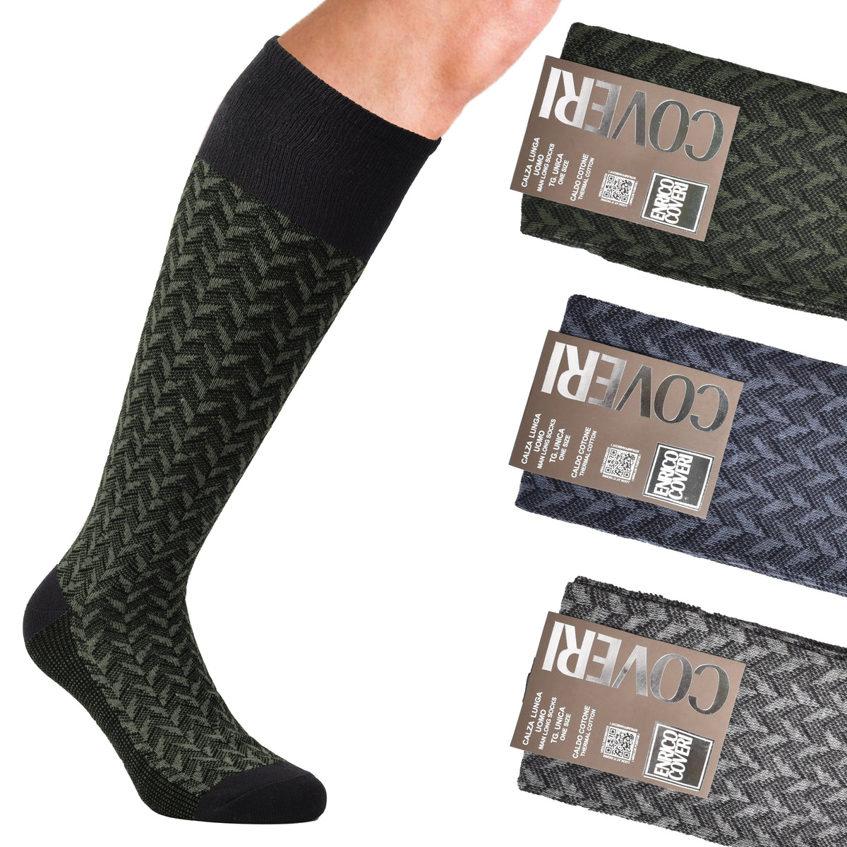 Calze uomo lunghe caldo cotone Enrico Coveri fashionline 237B