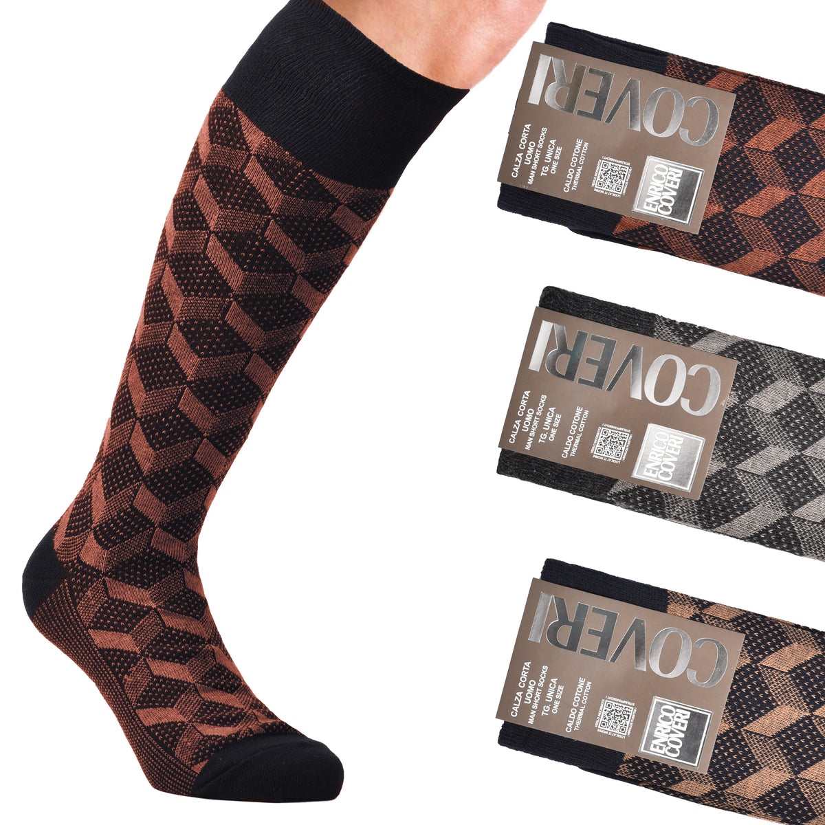 Calze uomo lunghe caldo cotone Enrico Coveri fashionline 238A