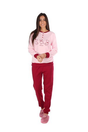 Pigiama donna invernale Biancaluna Kissimo 23D90001 caldo cotone