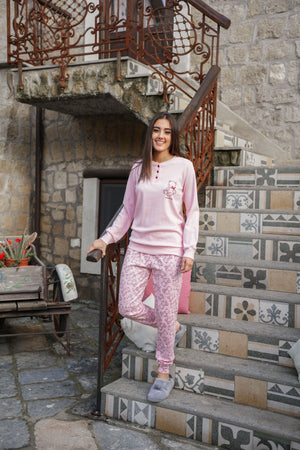 Pigiama donna invernale Biancaluna Kissimo 23D90003 caldo cotone