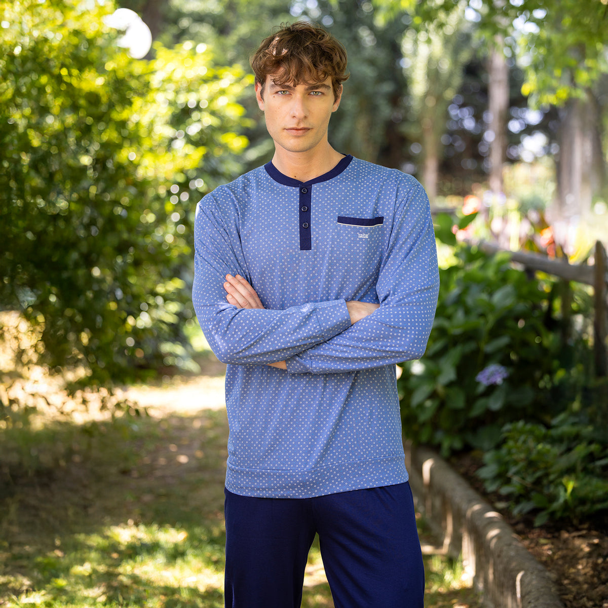 Pigiama uomo lungo in cotone leggero Irge CUL144