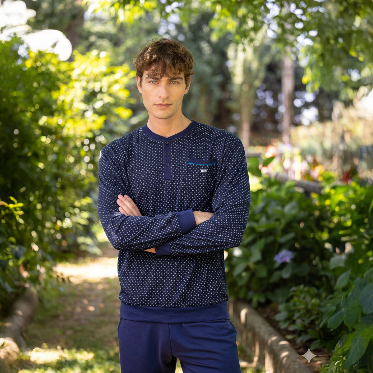 Pigiama uomo lungo in cotone leggero Irge CUL144