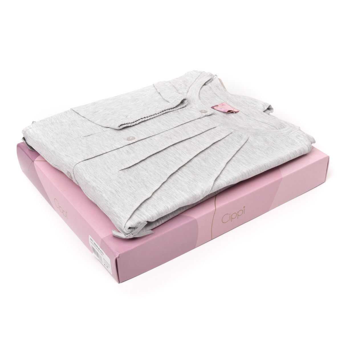 Cippi camicia da notte donna aperta 2629 100% cotone grigio chiaro melange