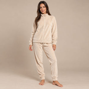 Pigiama donna in corale giacca full zip Biancaluna 26D93011