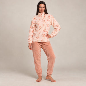 Pigiama donna collo alto in coral floreale Biancaluna 26D93029