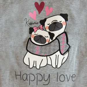 Pigiama donna caldo cotone cagnolini Biancaluna D3007 grigio