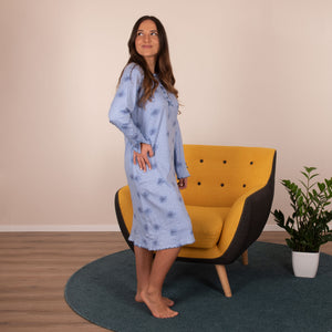 Camicia da notte caldo cotone conformata curvy celeste Cippi 3124