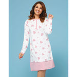 Camicia da notte donna Cippi 3126 Orchidea cuoricini caldo cotone