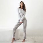 Pigiama donna cotone Jadea 3130 grigio gessato