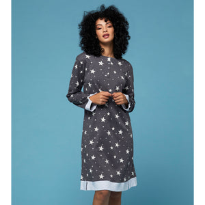 Camicia da notte Cippi 3131 stelline caldo cotone antracite