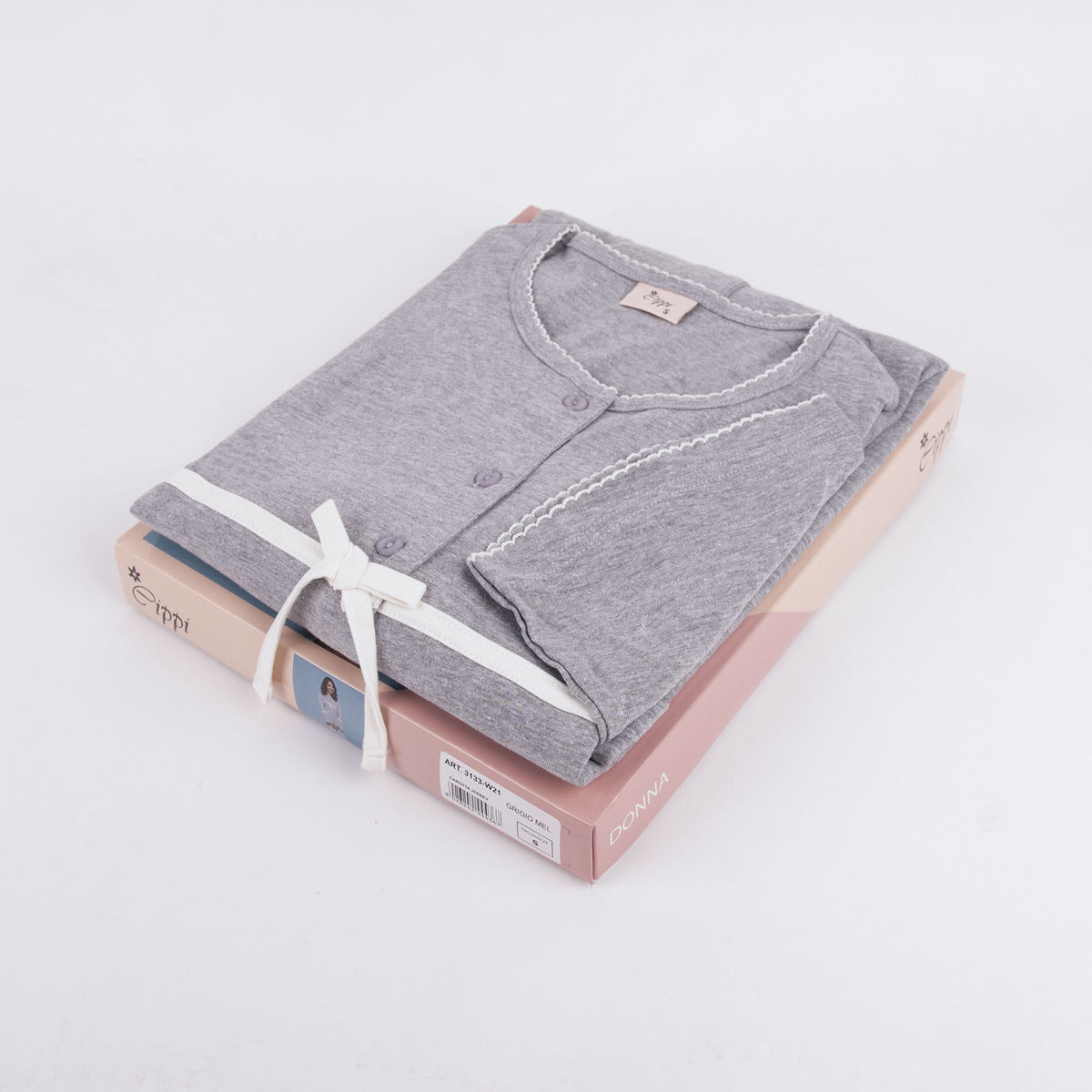 Abitino camicia da notte Cippi 3133 caldo cotone grigio melange