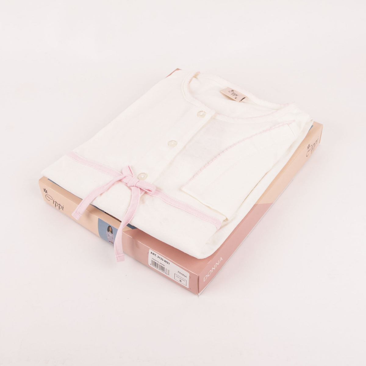 Abitino camicia da notte Cippi 3133 caldo cotone panna