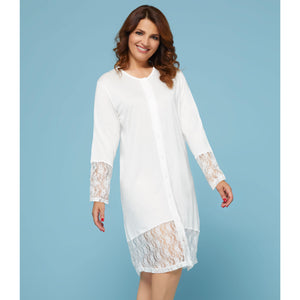Camicia da notte panna pizzo aperta viscosa Cippi 3134 taglie conformate