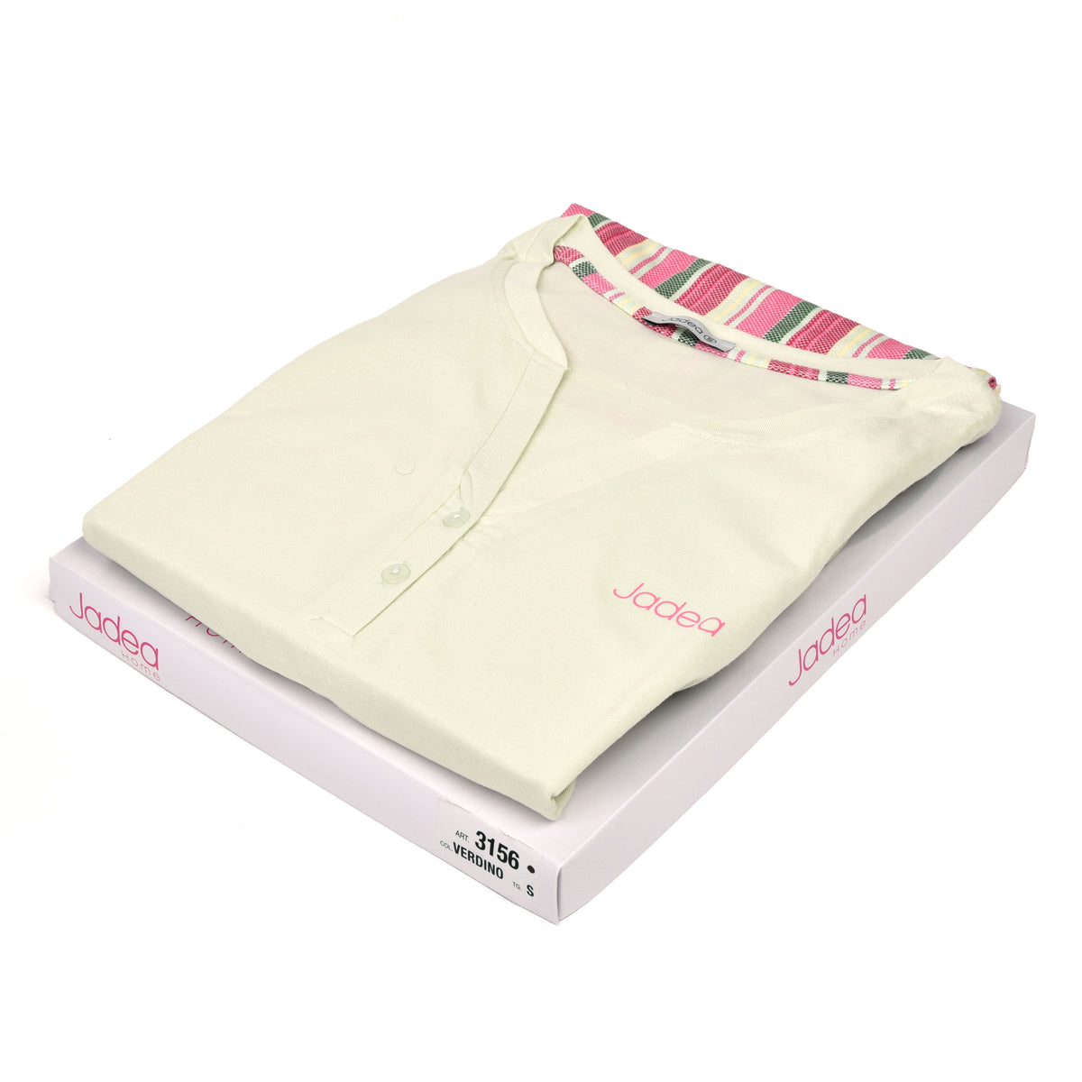 Pigiama donna Jadea 3156 cotone 100% corto rigato verdino