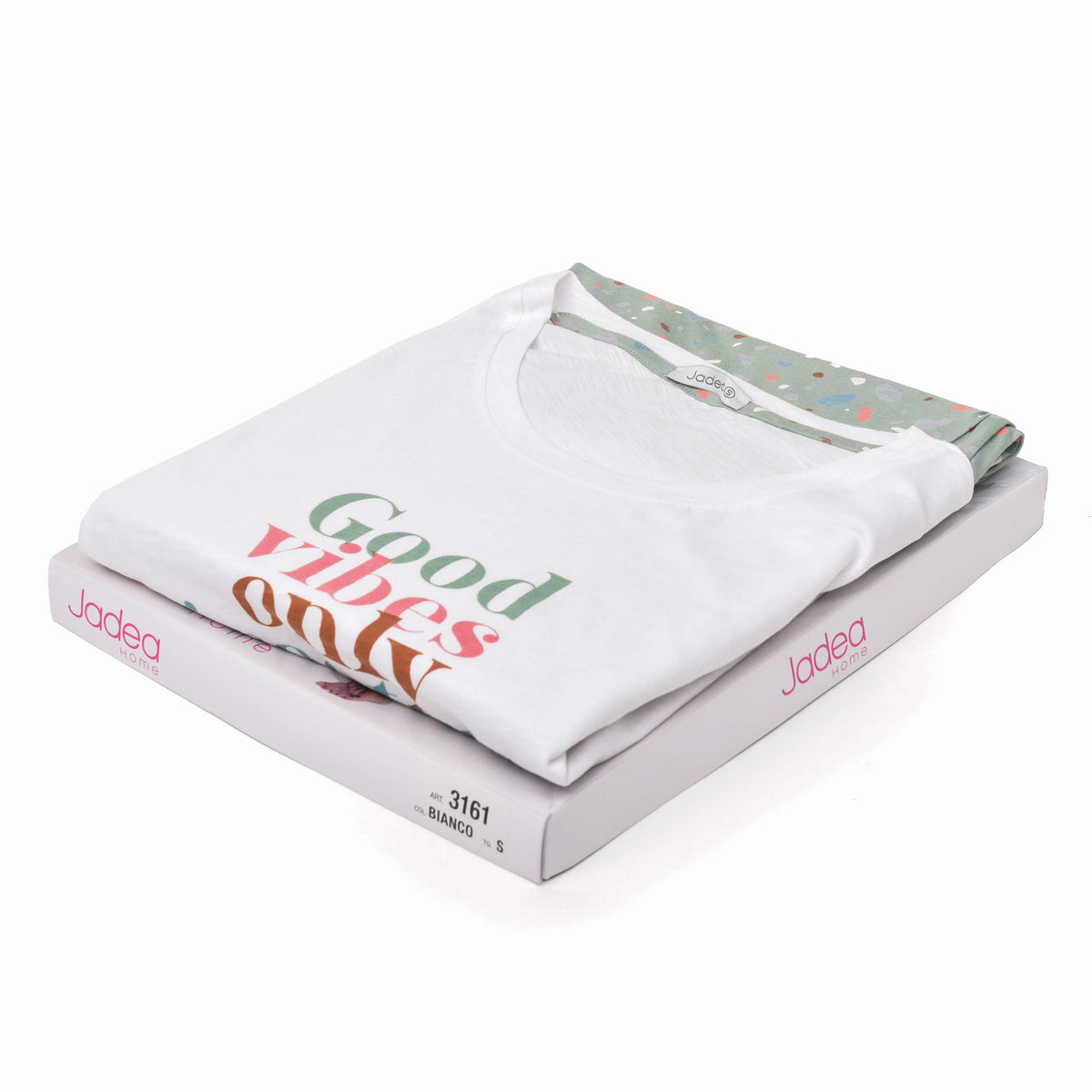 Pigiama donna Jadea 3161 100% cotone estivo bianco verde
