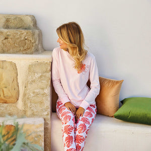 Pigiama donna primaverile cotone fantasia tropicale Jadea 3205