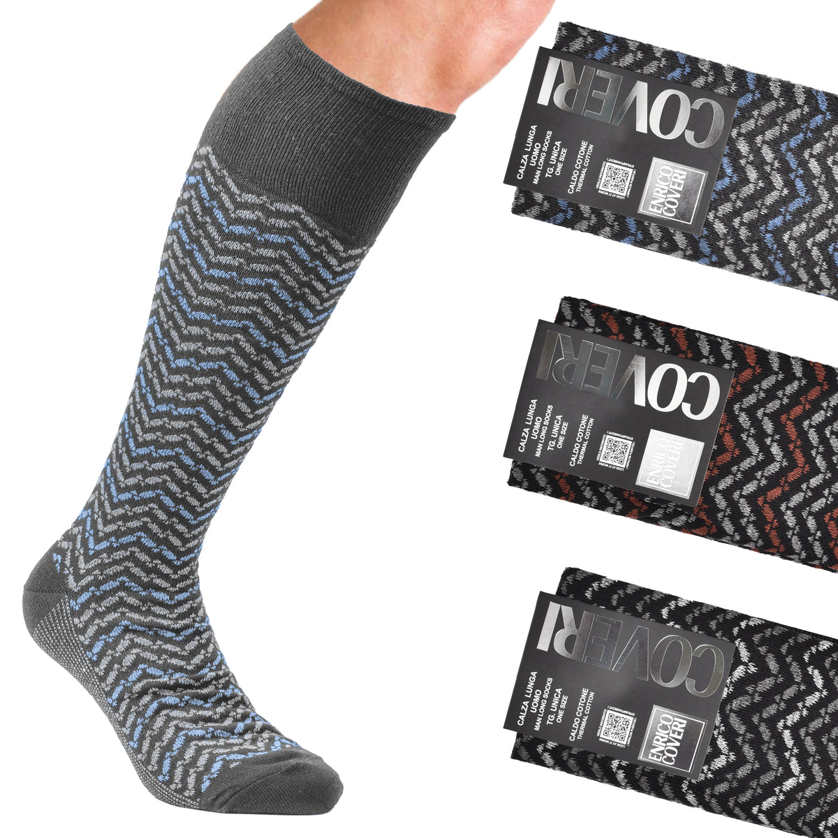 Calze uomo lunghe caldo cotone Enrico Coveri winter line 332B