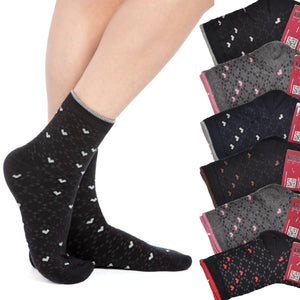 Calzini caldo cotone donna Meritex cuoricini 3580 B 6 paia