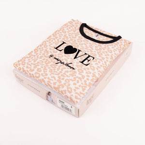 Pigiama donna Love and Bra caldo cotone maculato 36699 talco cipria