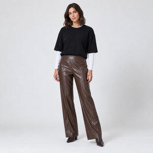 Pantalone donna a palazzo in pelle Jadea 4013