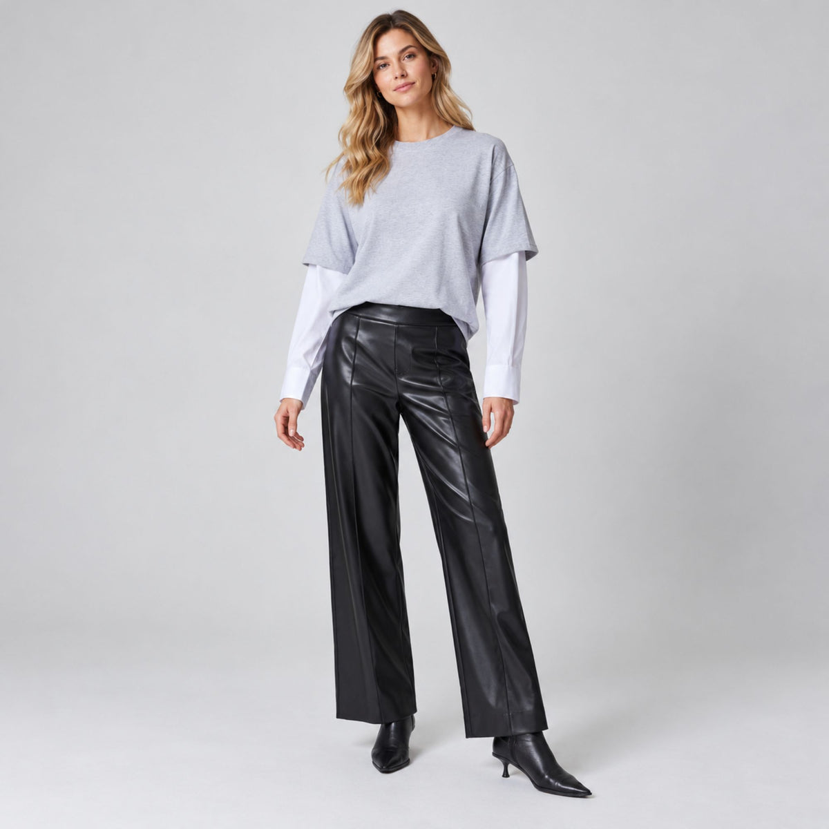 Pantalone donna a palazzo in pelle Jadea 4013