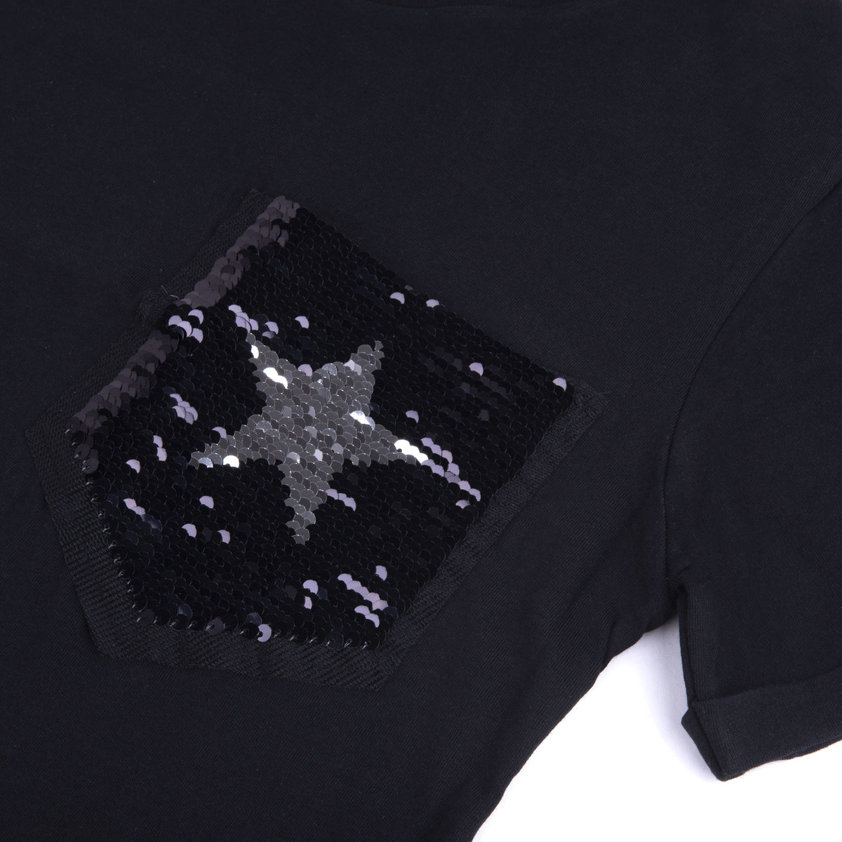 Maglia Jadea 4150 mezza manica 100% cotone taschino pailettes nero