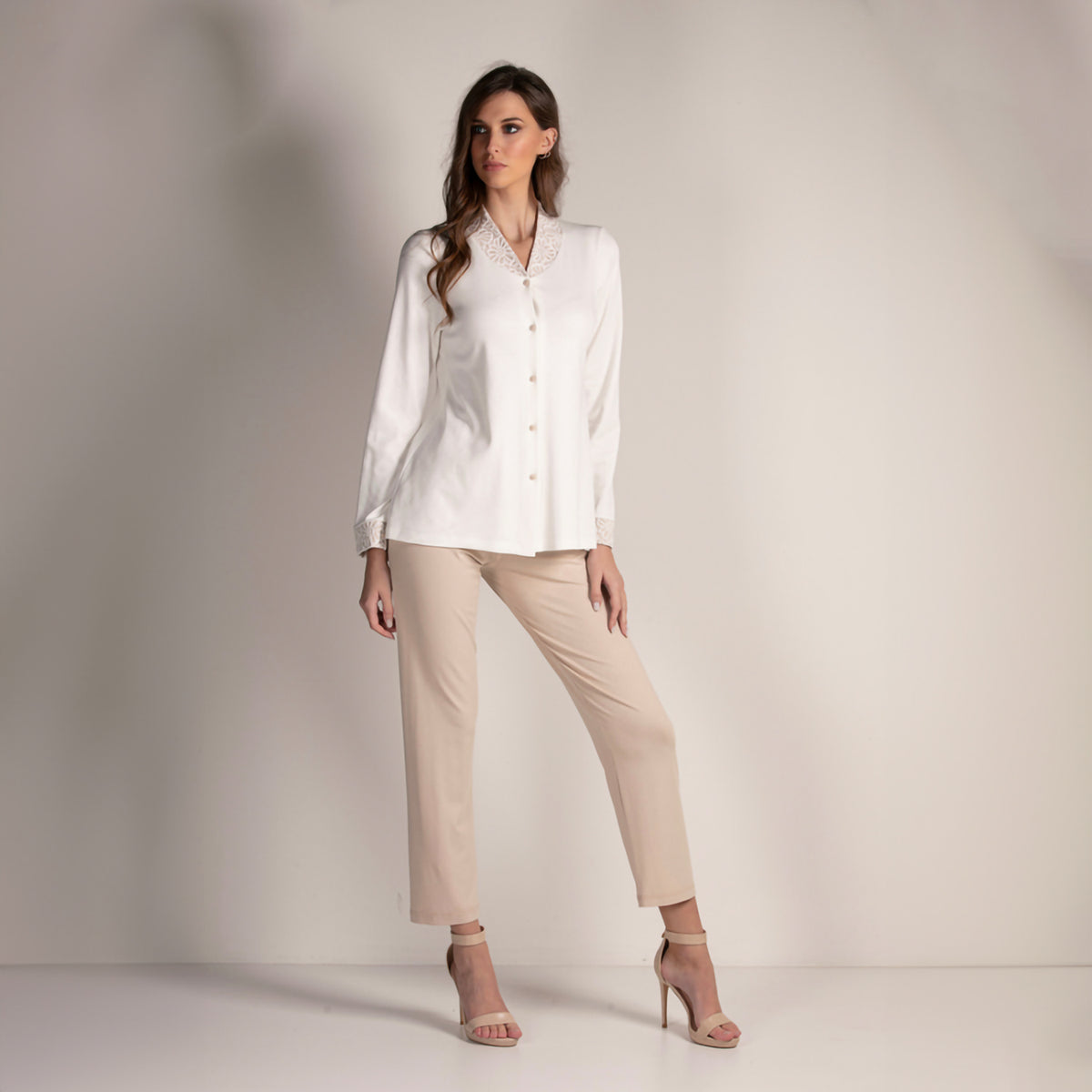 Pigiama donna in caldo cotone maglia aperta Lunatica 42105