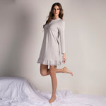 Camicia da notte donna scollo a serafino in caldo cotone Lunatica 42125