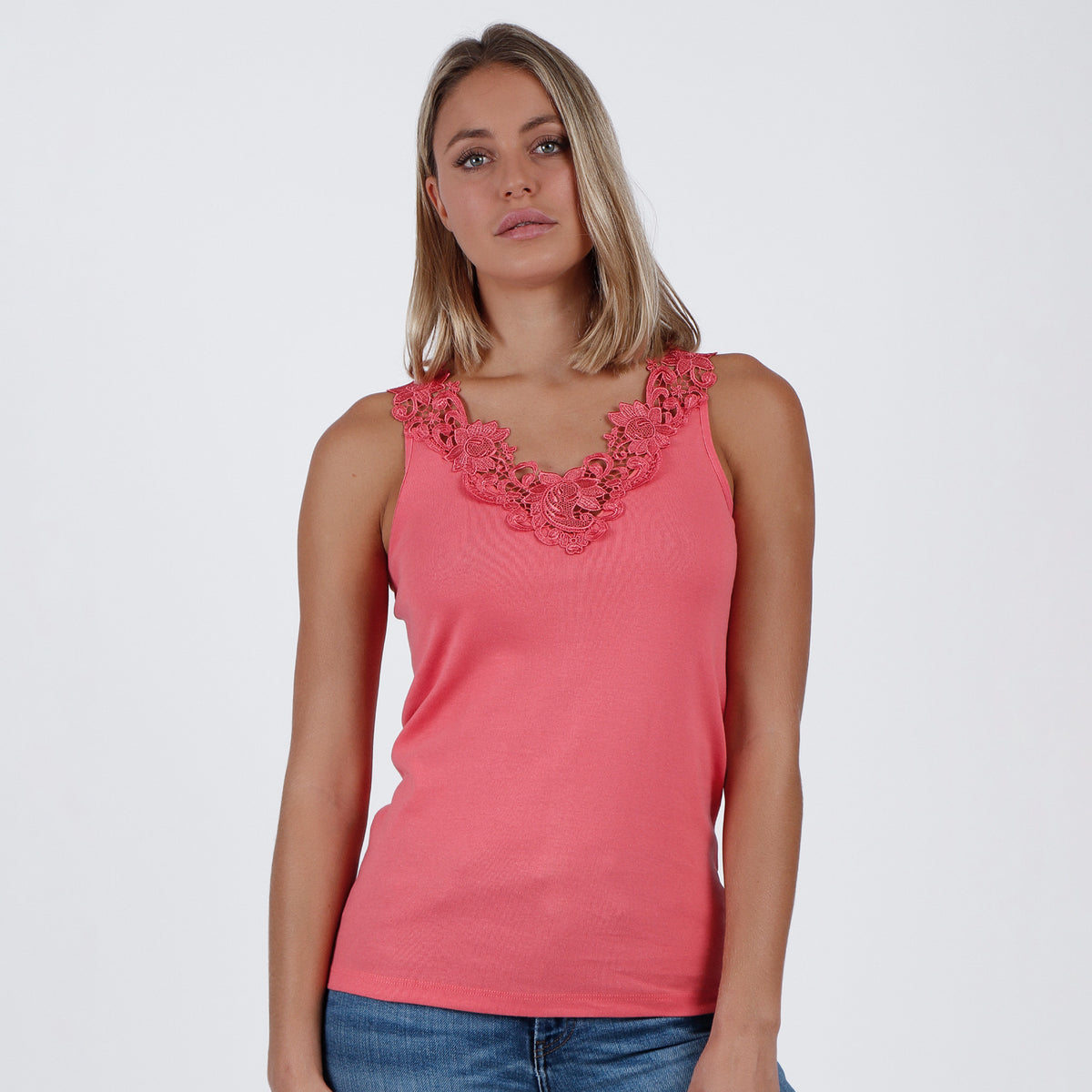 Canotta sottogiacca spalla larga donna merletto Admas 43485 cotone elasticizzato