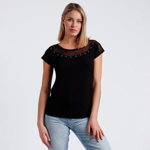 Sottogiacca donna Admas mezza manica 43488 con tulle nero