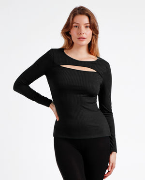 Maglia a coste sotto giacca con apertura sul petto Admas 43509