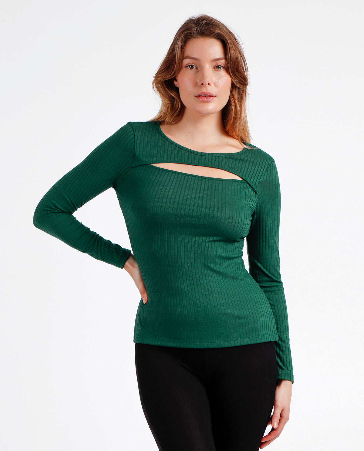 Maglia a coste sotto giacca con apertura sul petto Admas 43509