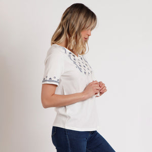 Maglia donna in cotone con nappine e stampa Admas 43523