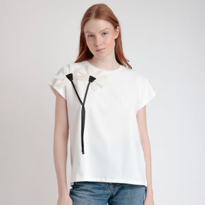 Maglia Donna con fiore 3D in cotone Admas 43643