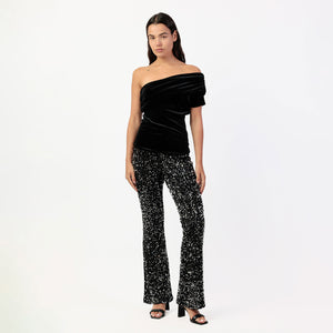 Maglia donna monospalla in velluto Admas 43680