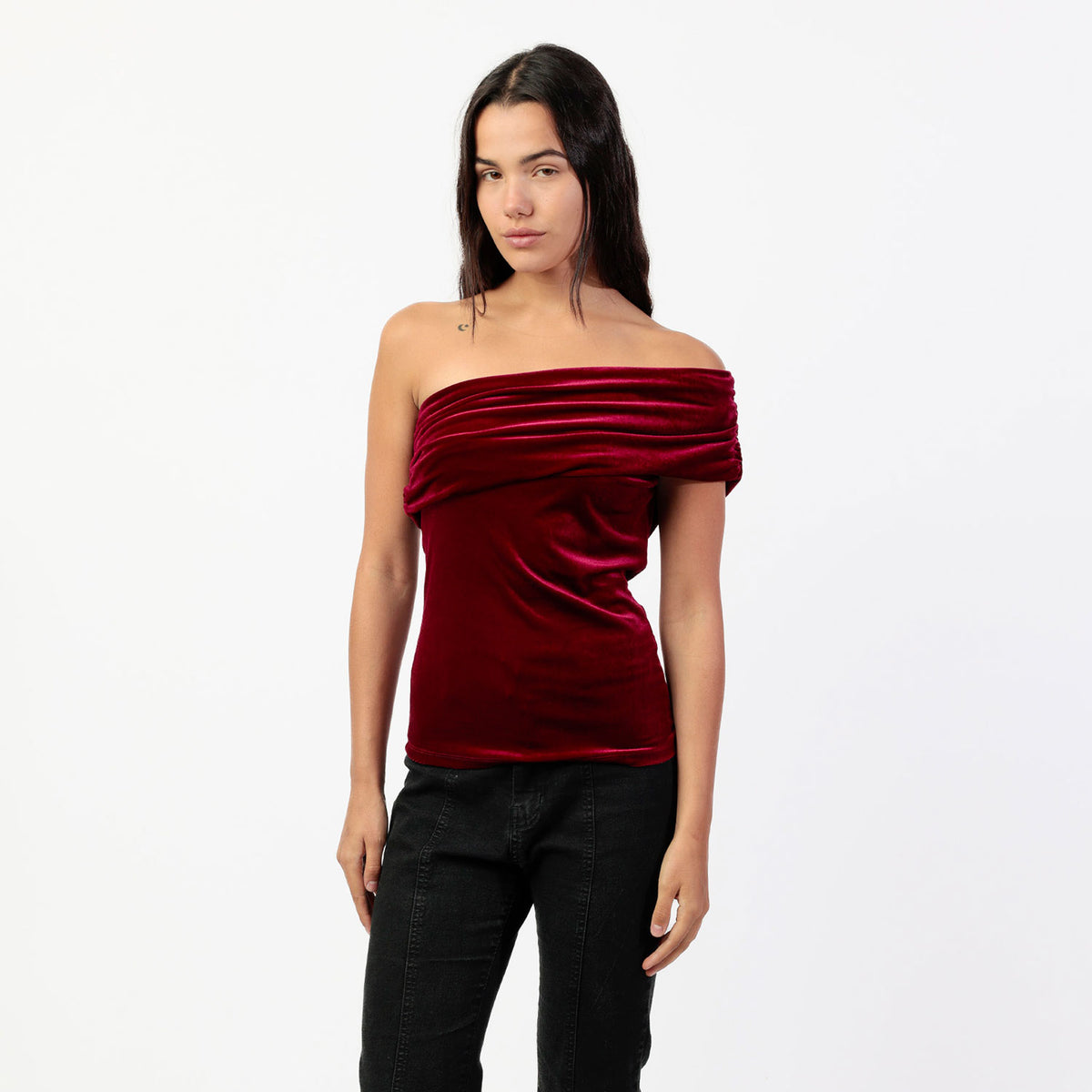 Maglia donna monospalla in velluto Admas 43680