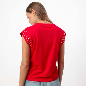 Maglia donna in cotone con perle Admas 43689