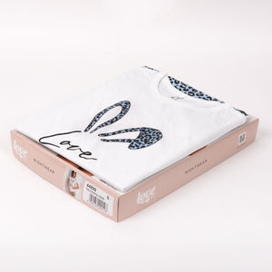 Pigiama donna estivo Love and bra 44899 Leopardato celeste polvere